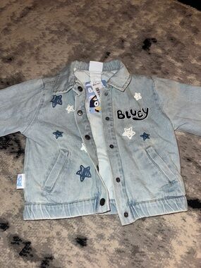 Blue Denim Kids Jacket with Star Patches - Bluey